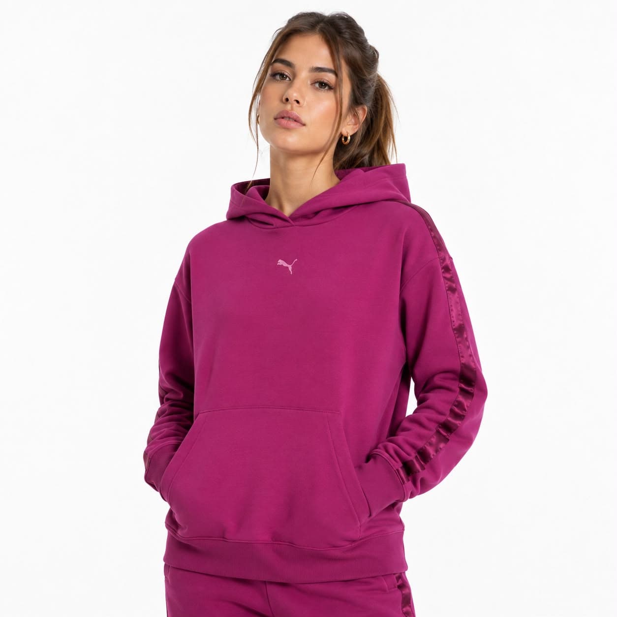 BUZO PUMA CON CAPUCHA FUCSIA