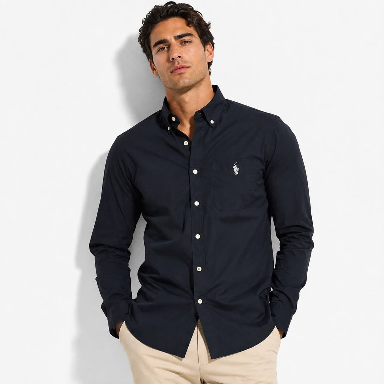 CAMISA POLO ASSN. MANGA LARGA NEGRA
